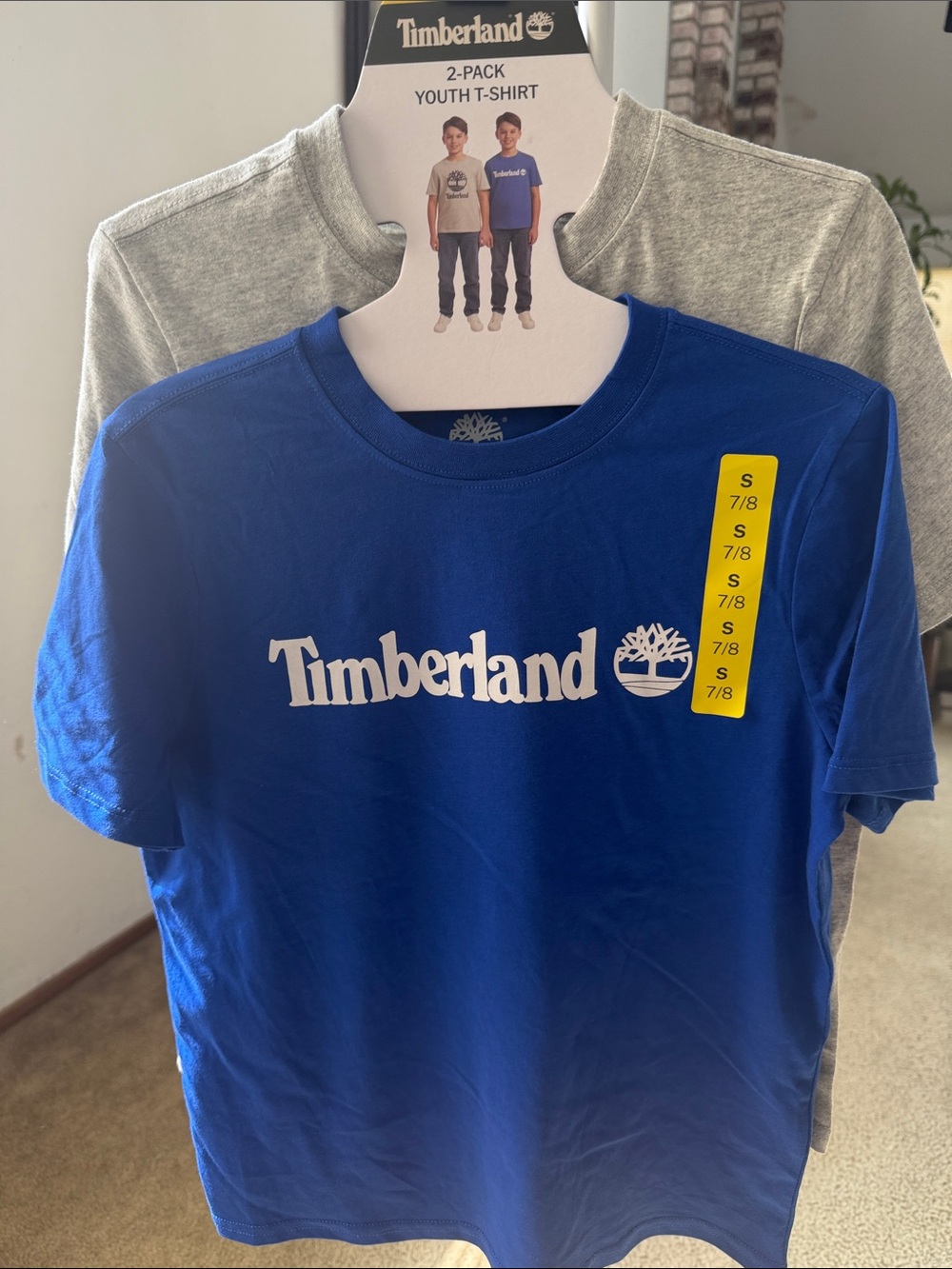 Timberland Royal Blue and Light Gray Youth Logo T-Shirt 2-Pack